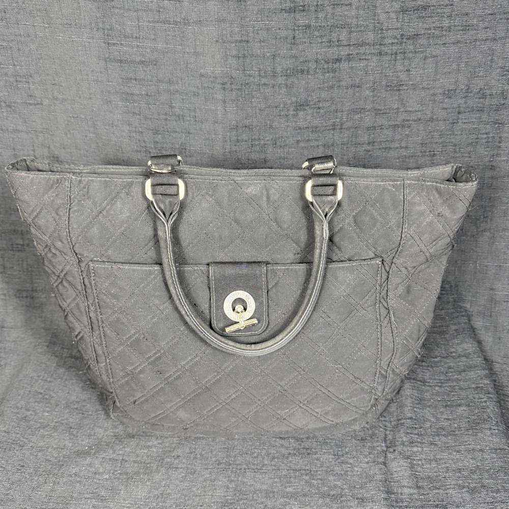Vera Bradley Classic Toggle Tote Purse Black Quilted